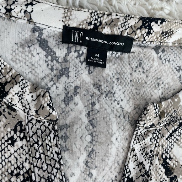 INC International Concepts Beige and Black Snakeskin Top - Picture 5 of 8